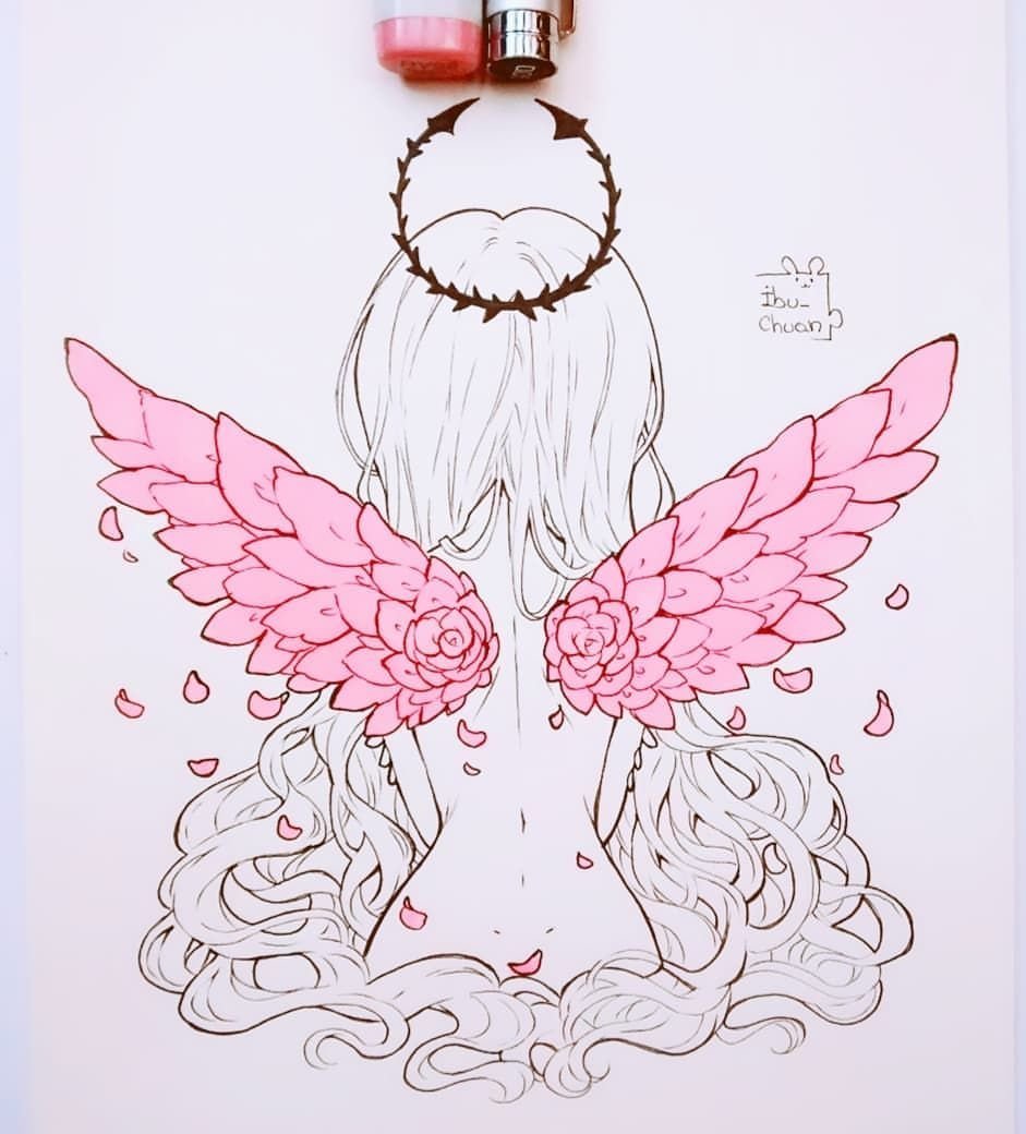 Рисунки для скетчбука ангел