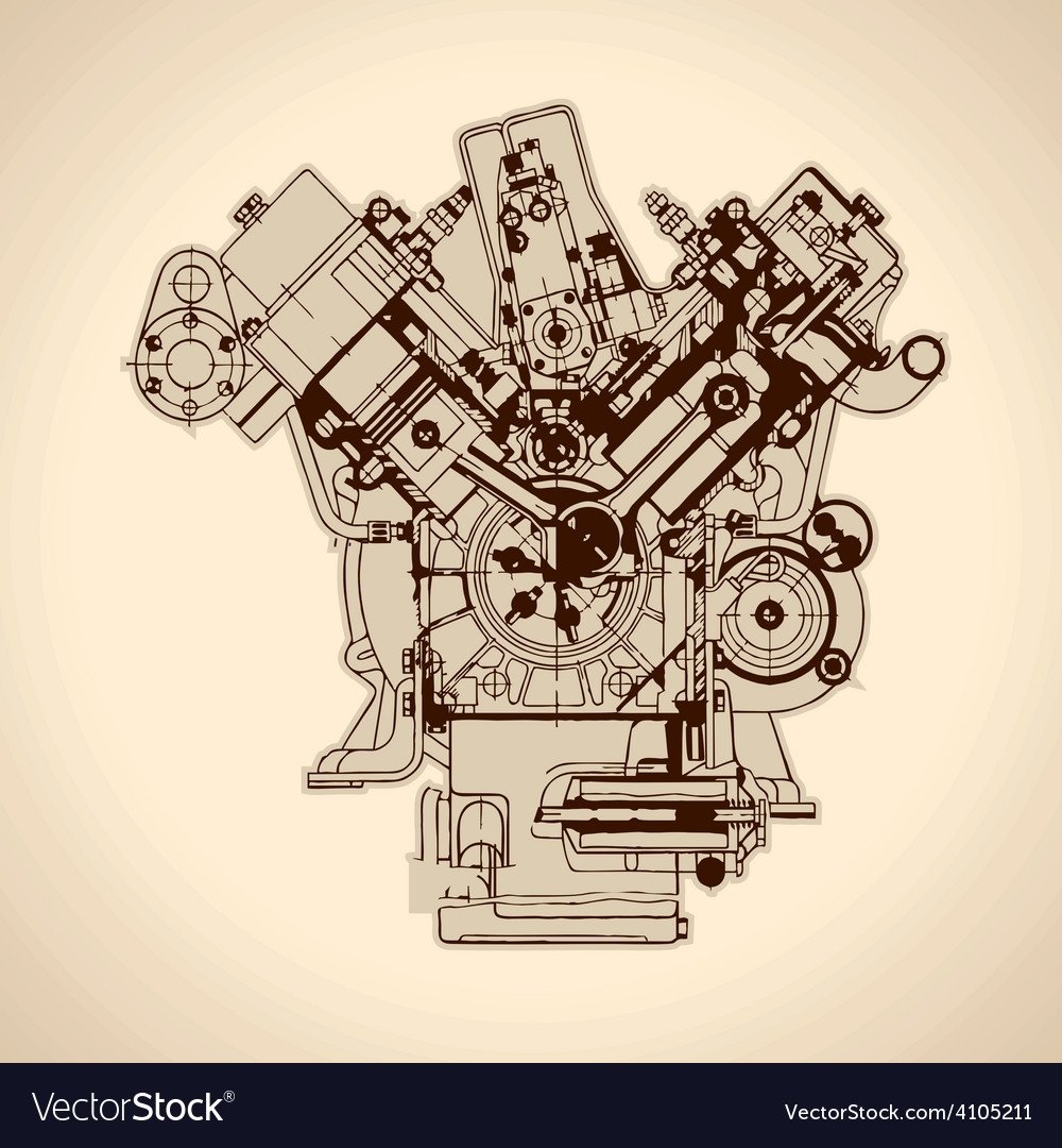 Дизельный двигатель вектор