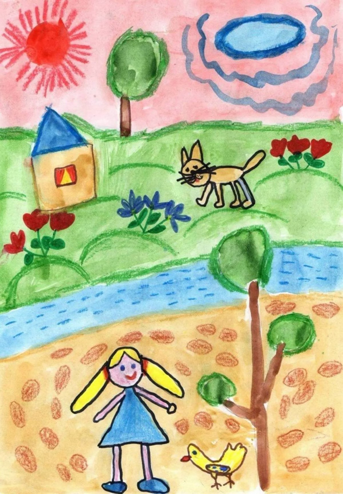 Рисунки детей 6 9 лет. Рисунок лето. Детские рисунки. Летний рисунок для детей. Интересные детские рисунки.