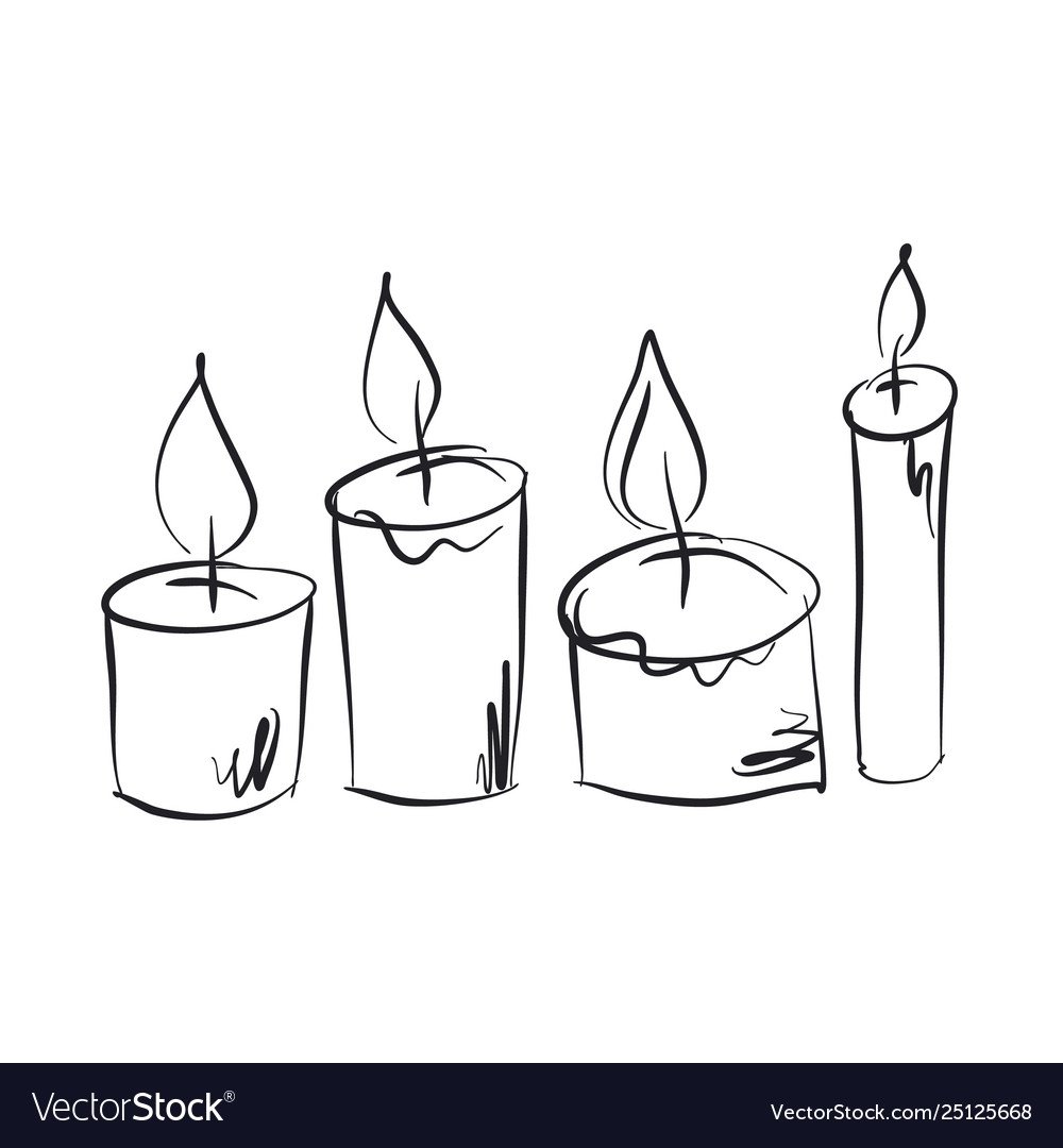 Свеча в подсвечнике контур