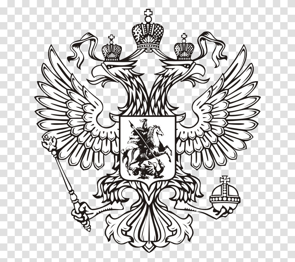 Рисунок двуглавого орла России поэтапно