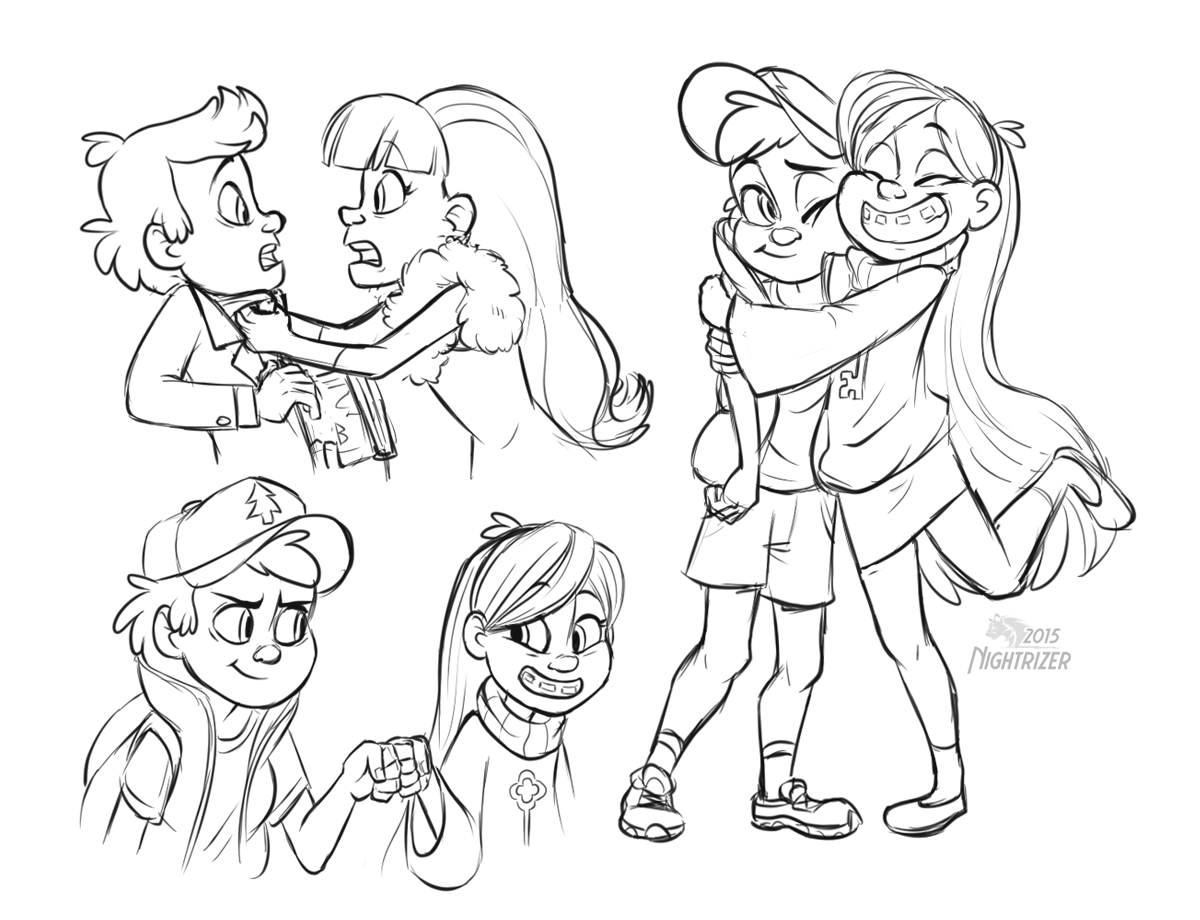 Раскраска Гравити Фолз Мэйбл и Диппер и Венди