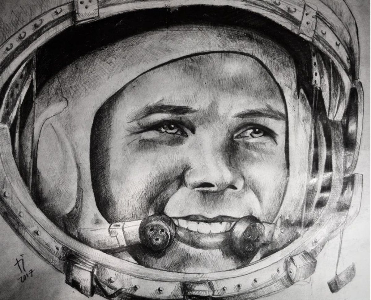 Портрет Космонавта Гагарина. Картинки гагарина в космосе для детей
