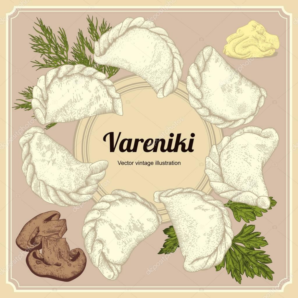Векторная этикетка пельмени вареники