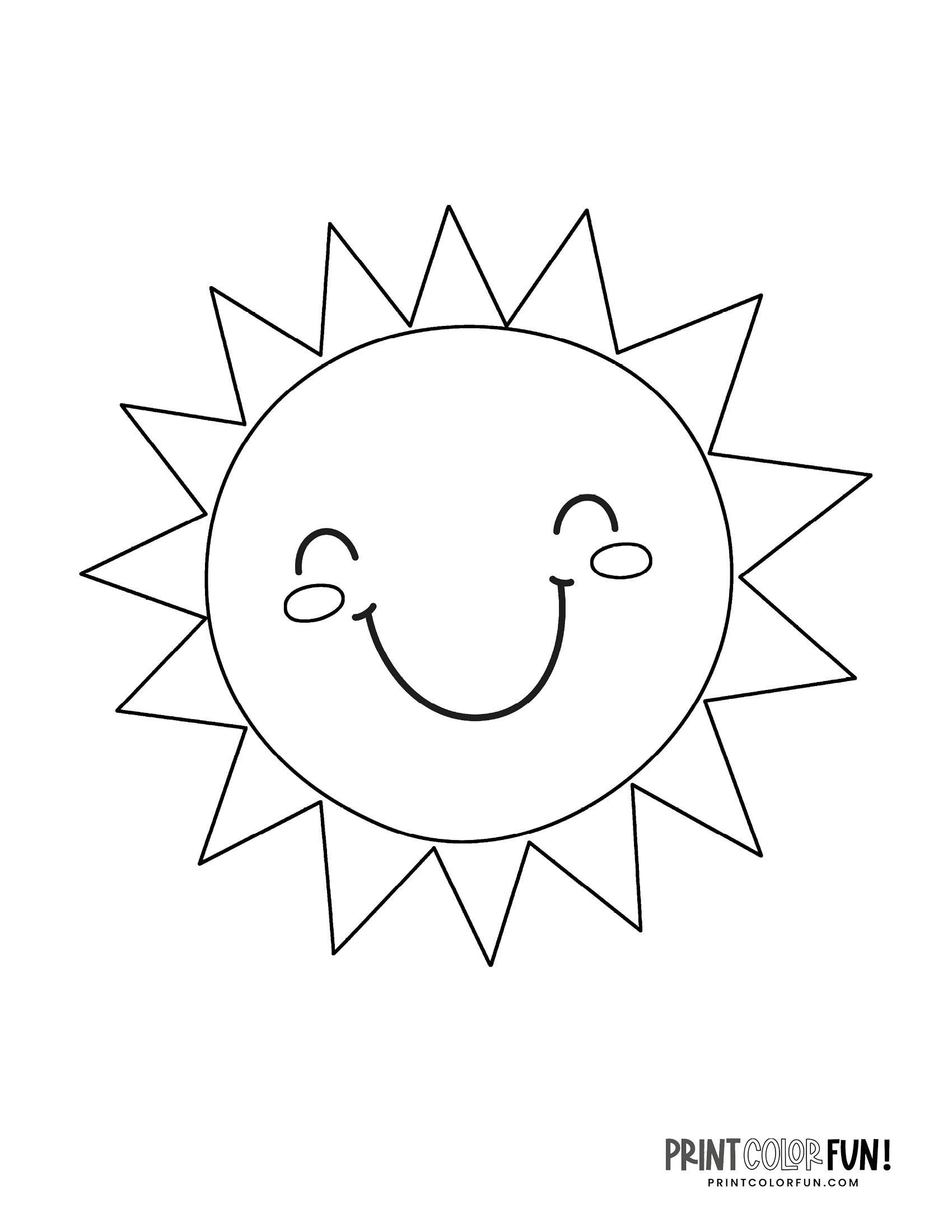 Рисунок солнышка для детей с улыбкой - 60 фото