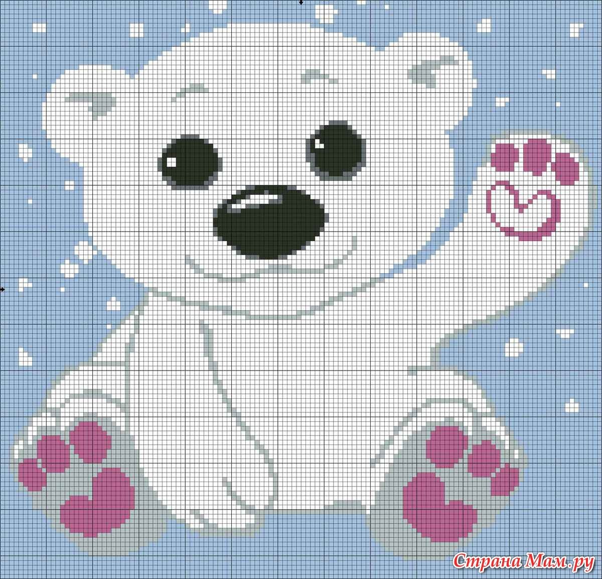 Мини схемы для вышивания мишек