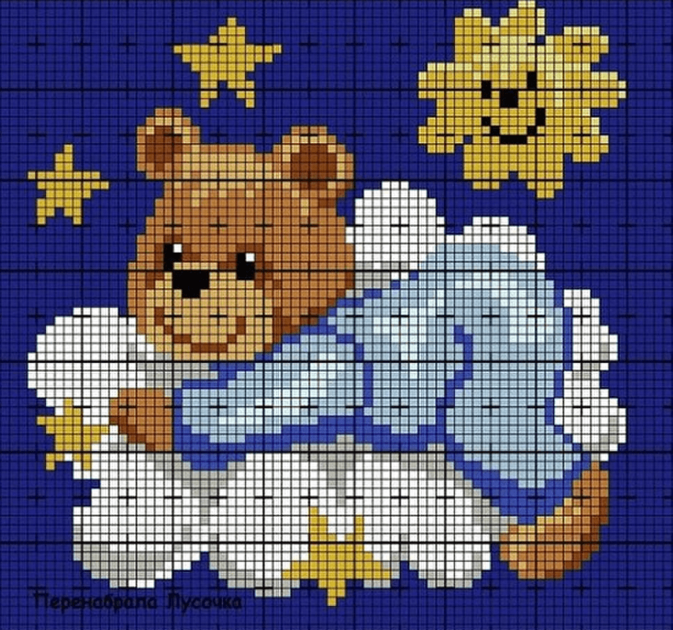 Схемы вышивки крестом мишки