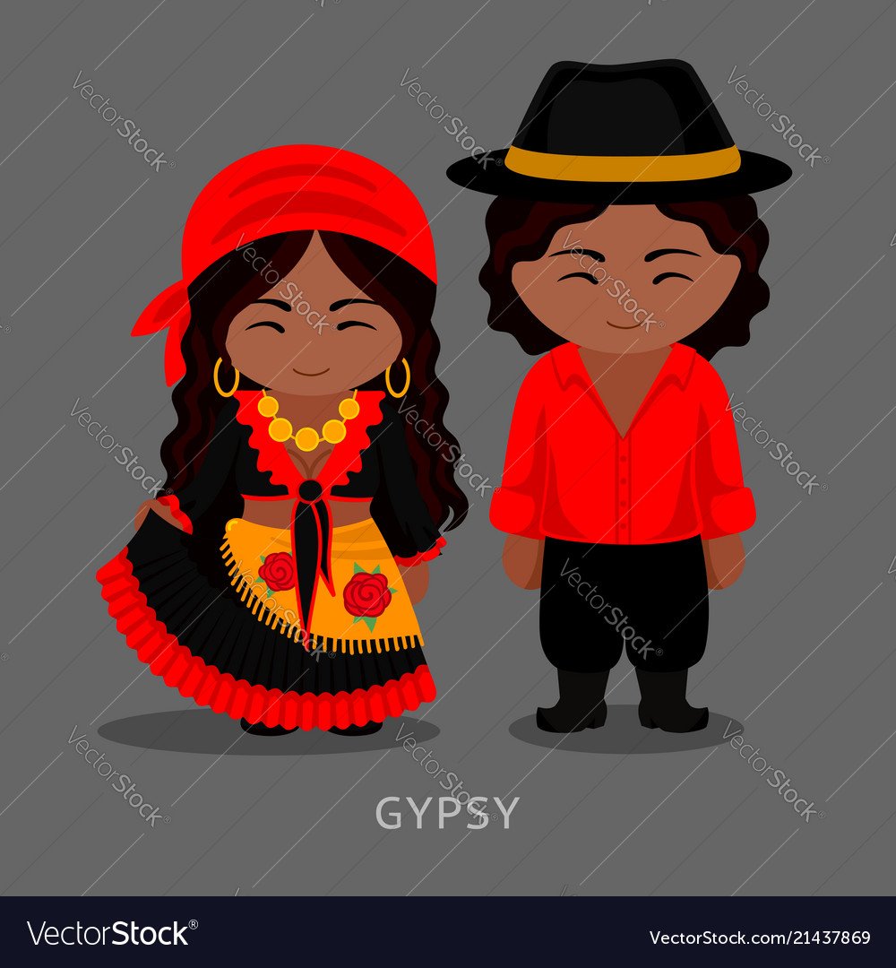 Мультяшный цыгане в национальном костюме