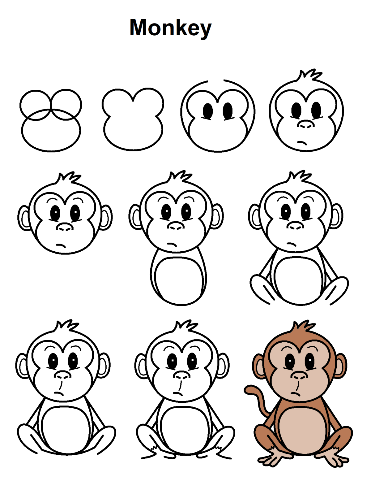 Как нарисовать обезьяну карандашами и красками поэтапно