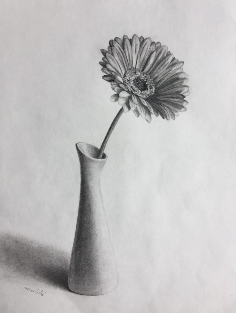 Ваза натюрморт карандашом