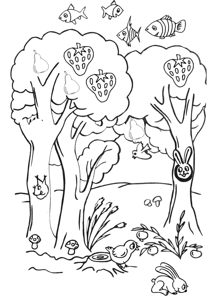 В лесу. Раскраска