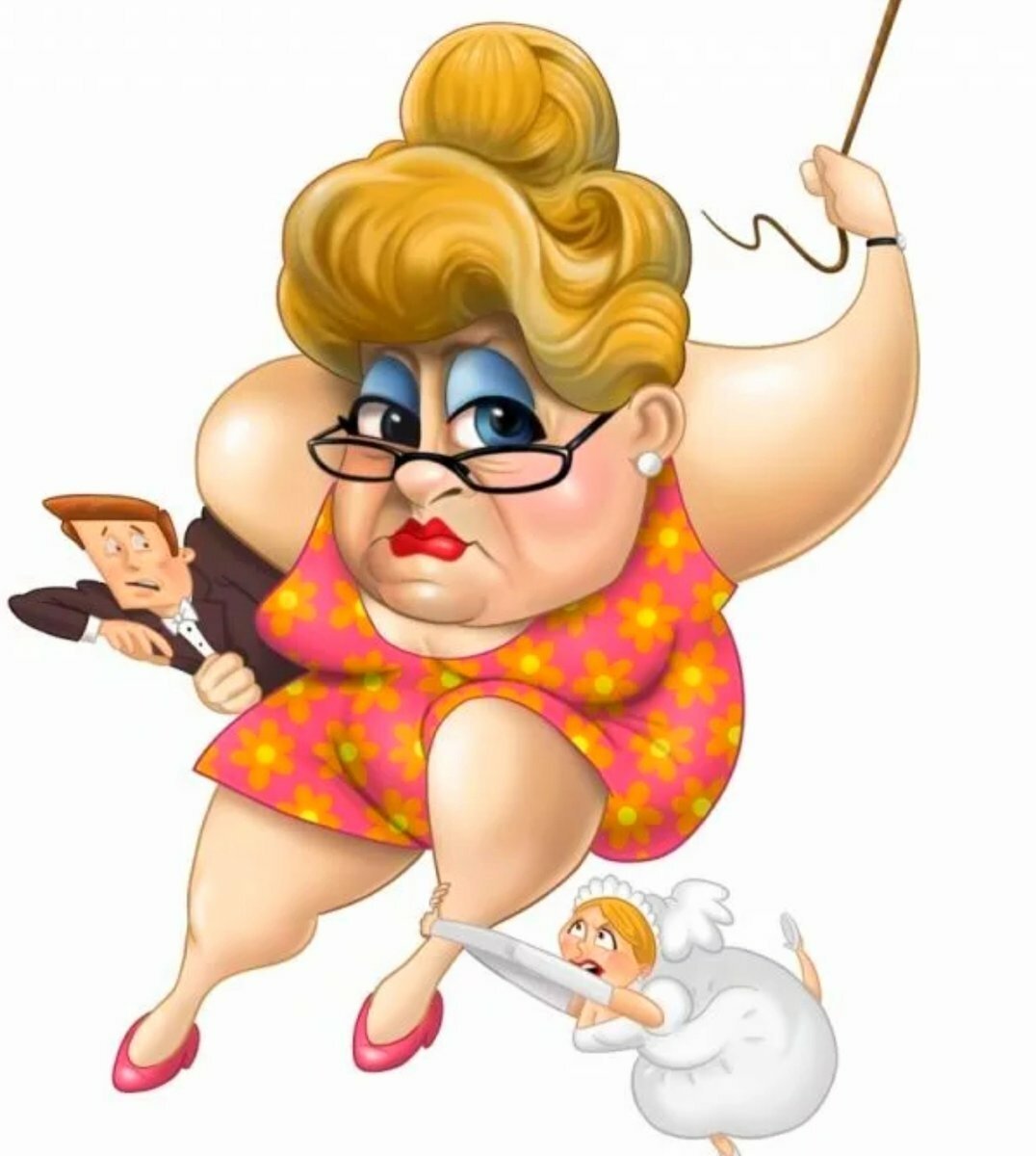 Мультяшная бабушка в очках