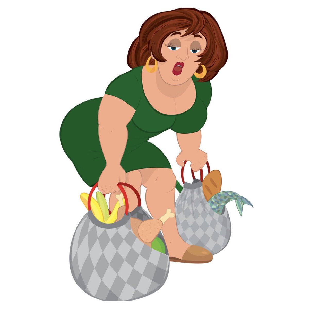 Мультяшная женщина держит