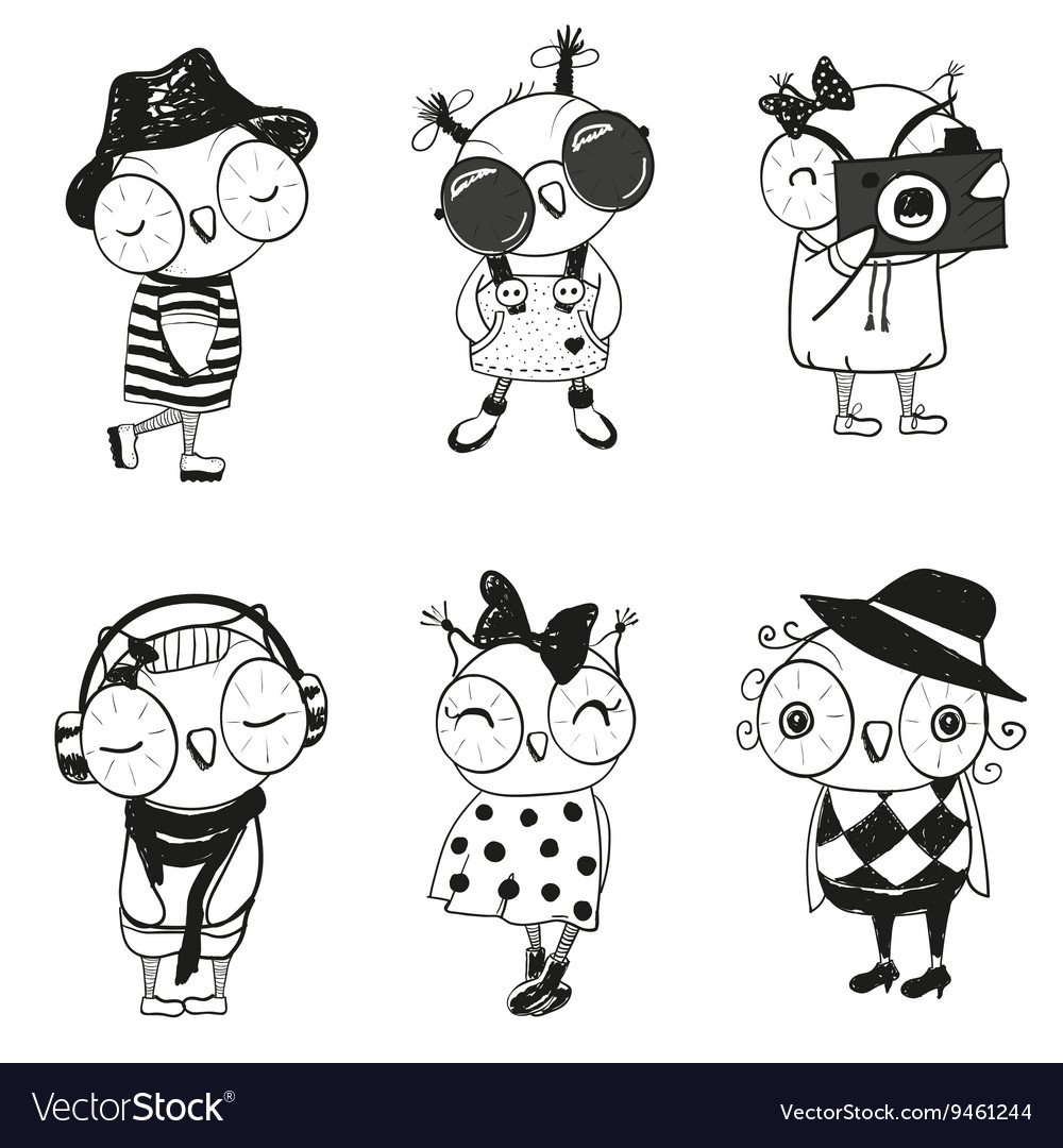 Раскраска для девочек Совенок хоп