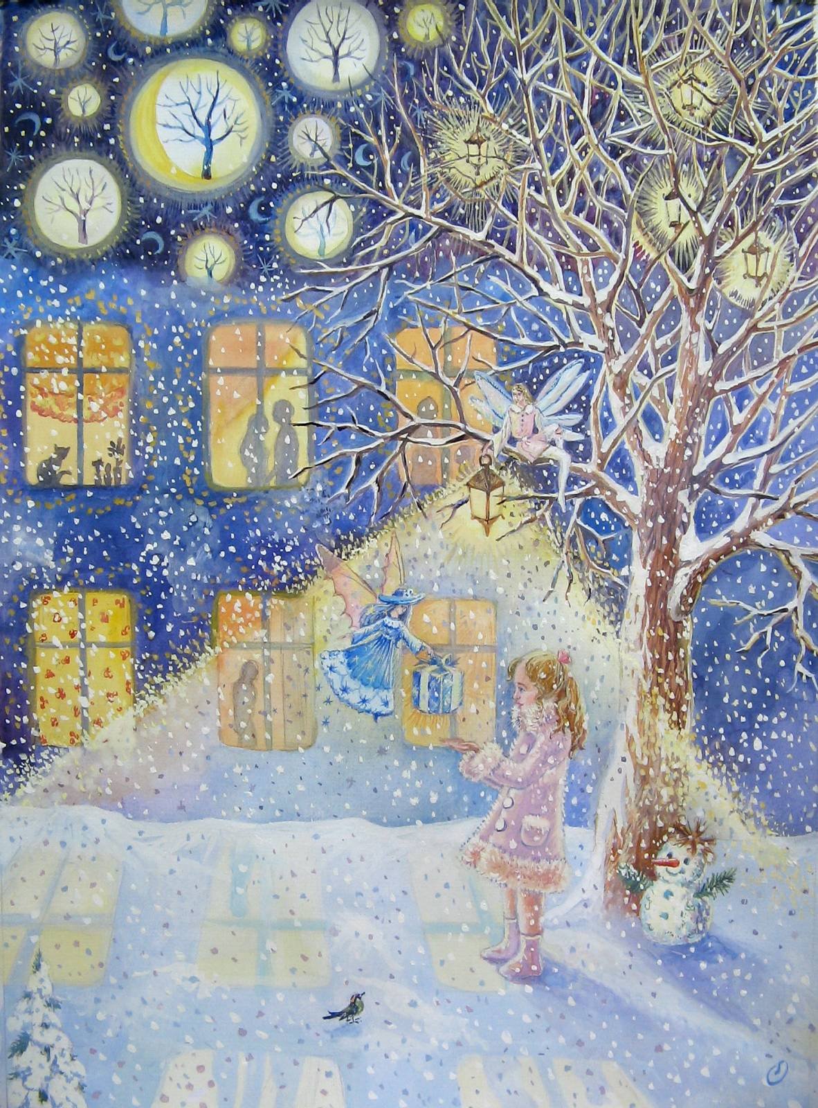 Тема зимние чудеса. Волшебные краски зимы. Сказочные иллюстрации на тему зимы. Рождественский рисунок картина. Рождественские картины гуашью.