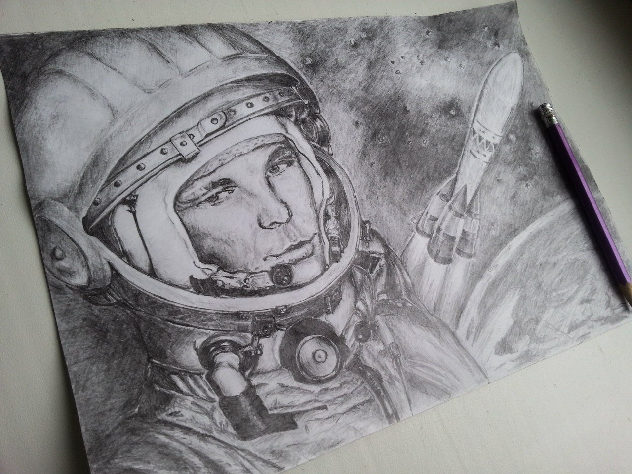 Рисунок космоса простым карандашом. Портрет Юрия Гагарина для срисовки. Портрет Юрия Гагарина карандашом.
