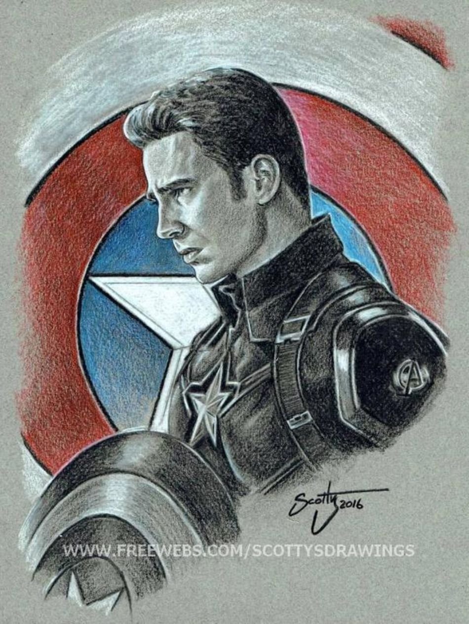Картина карандашом Капитан Америка