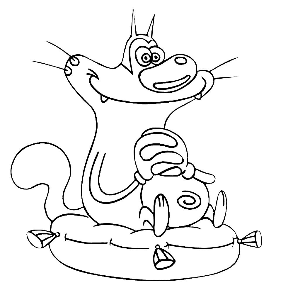 Раскраска из мультика Огги и тараканы