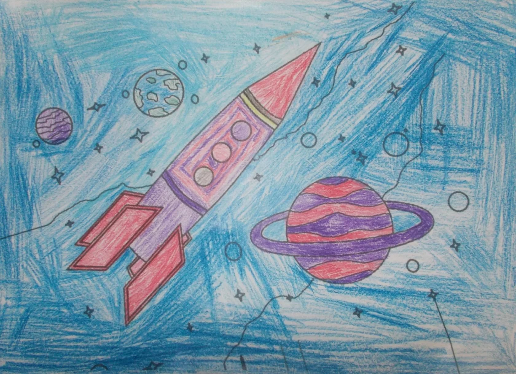 Рисунок космоса простым карандашом. Рисунок на тему космос. Рисунок на космическую тему. Детский рисунок на тему космос. Детские рисунки на тему космос.