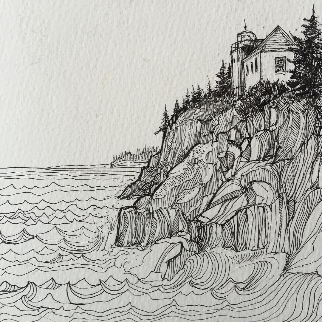 Море волны акварель