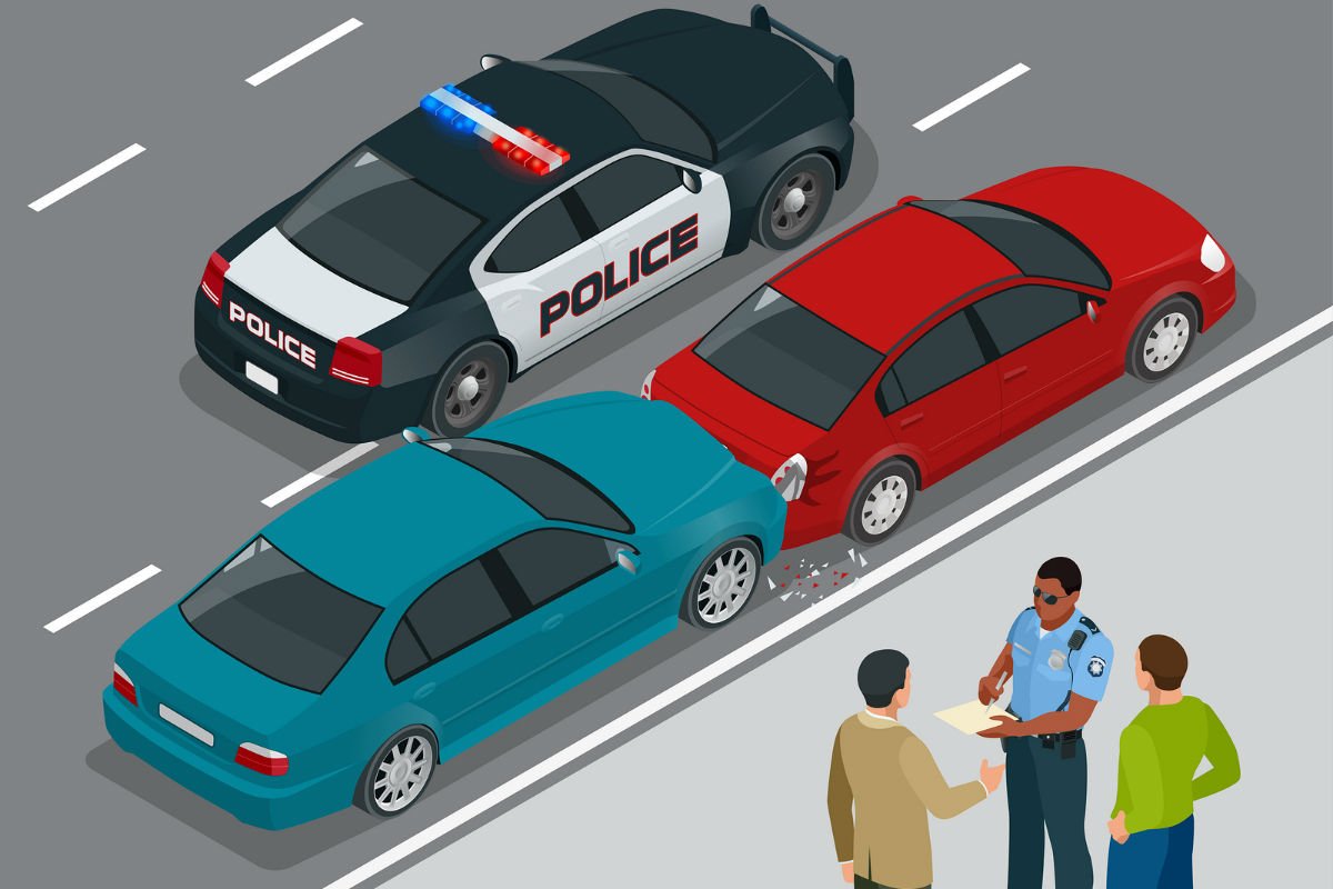 Рисунок автокатастрофа на мотоцикле