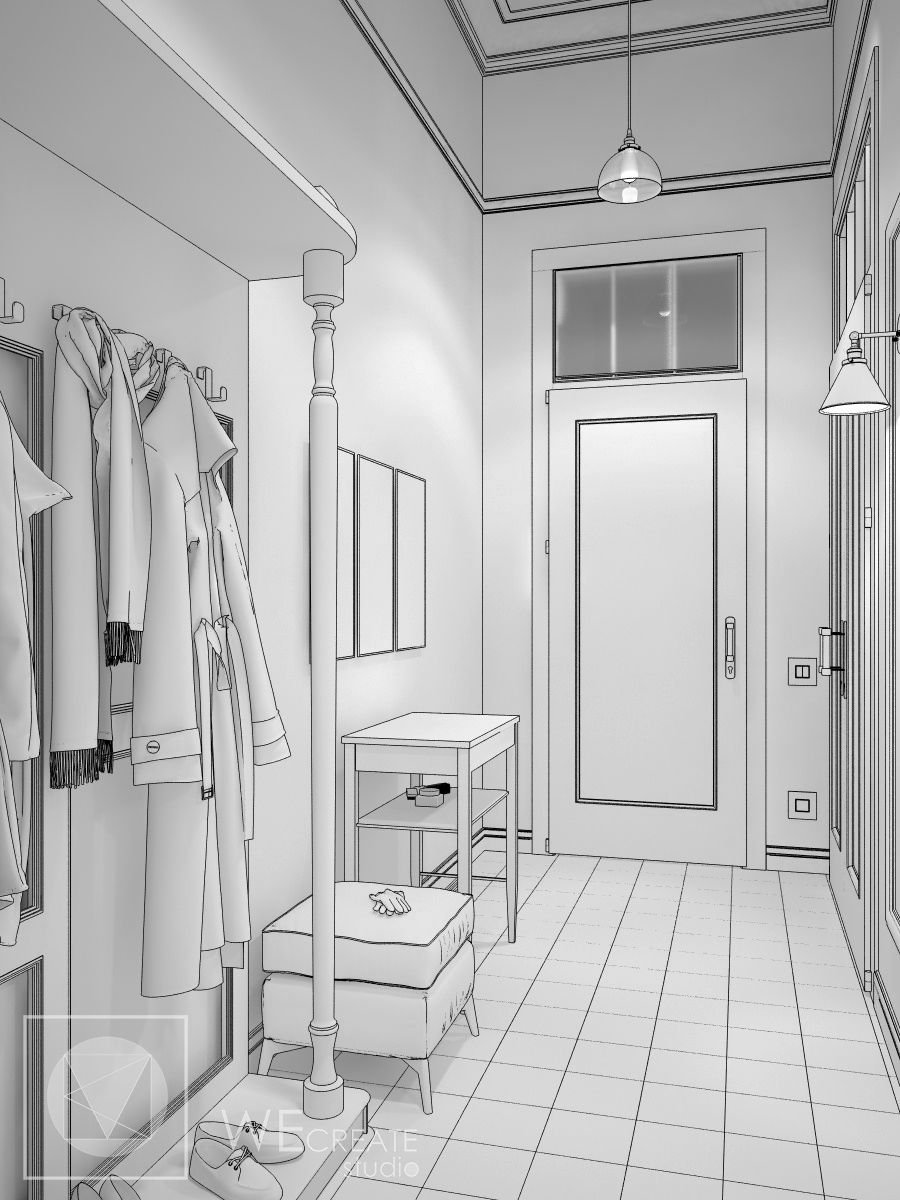 Интерьер прихожей карандашом