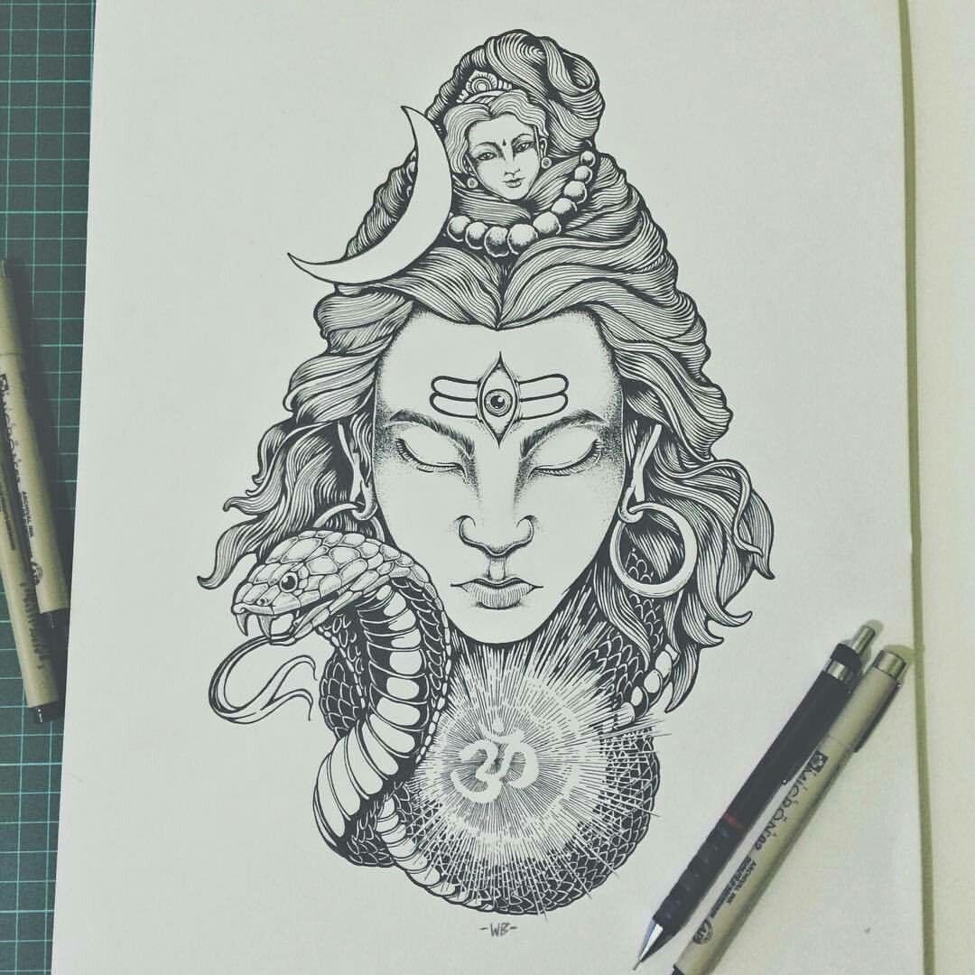 Шива Многорукий вектор черно белый