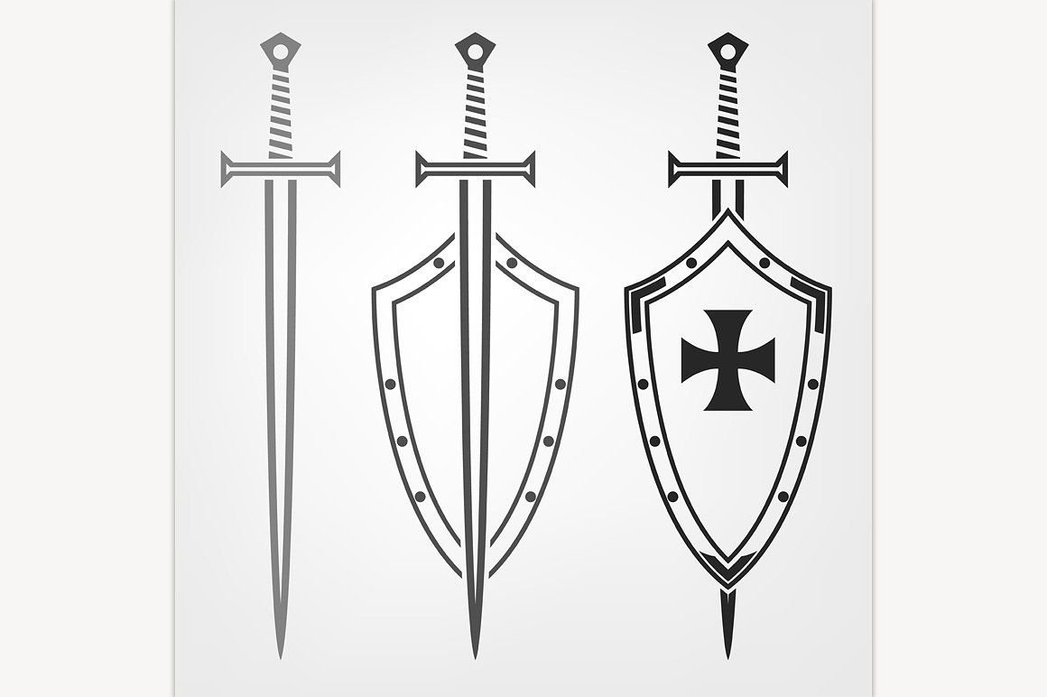 Рисование щит и меч