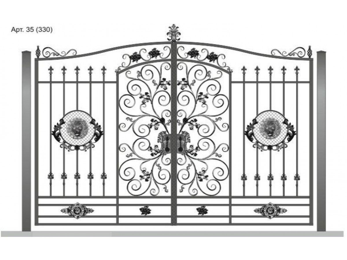 Чертеж распашные въездные ворота