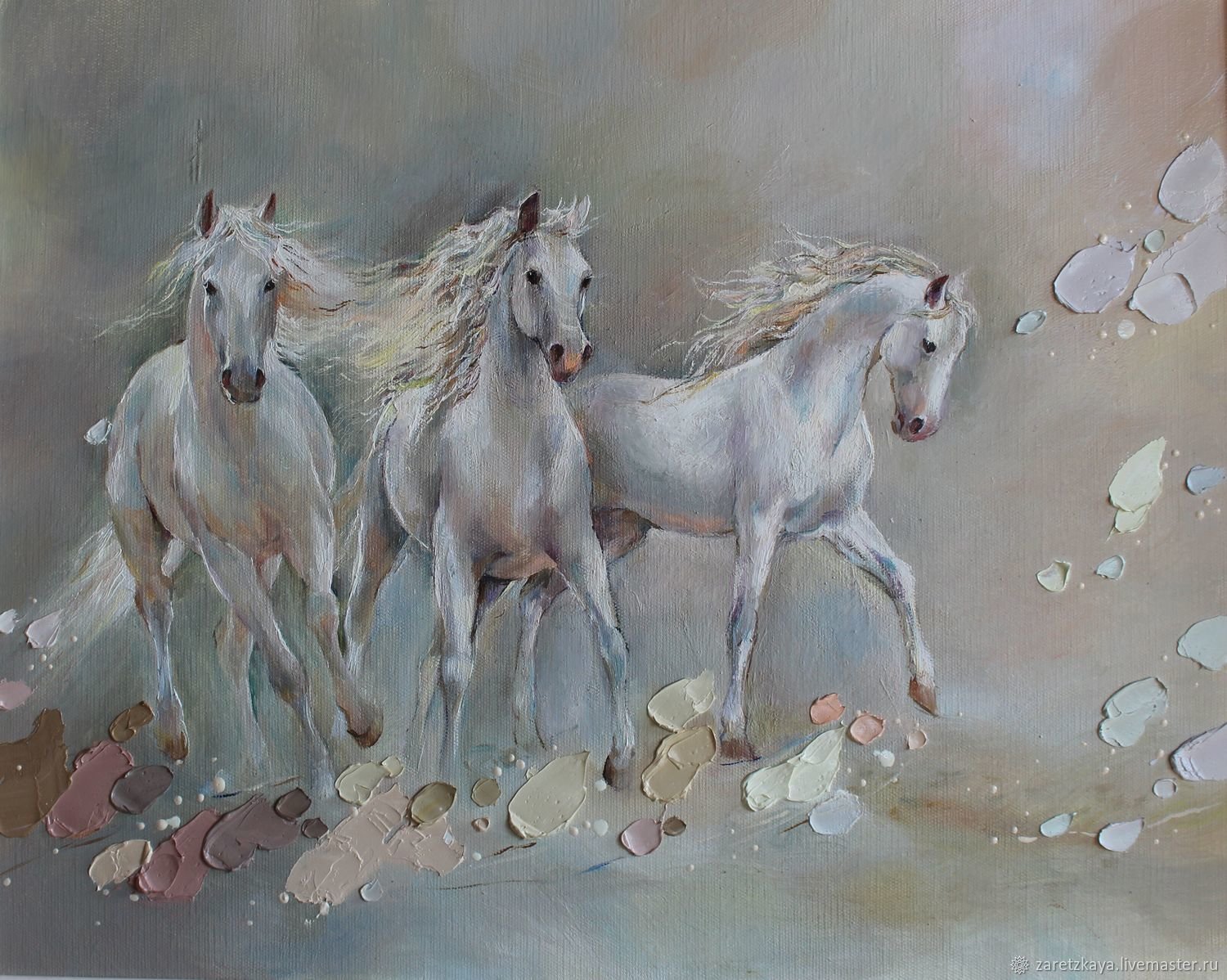 Белые лошадки песня. Лошади картины художников.
