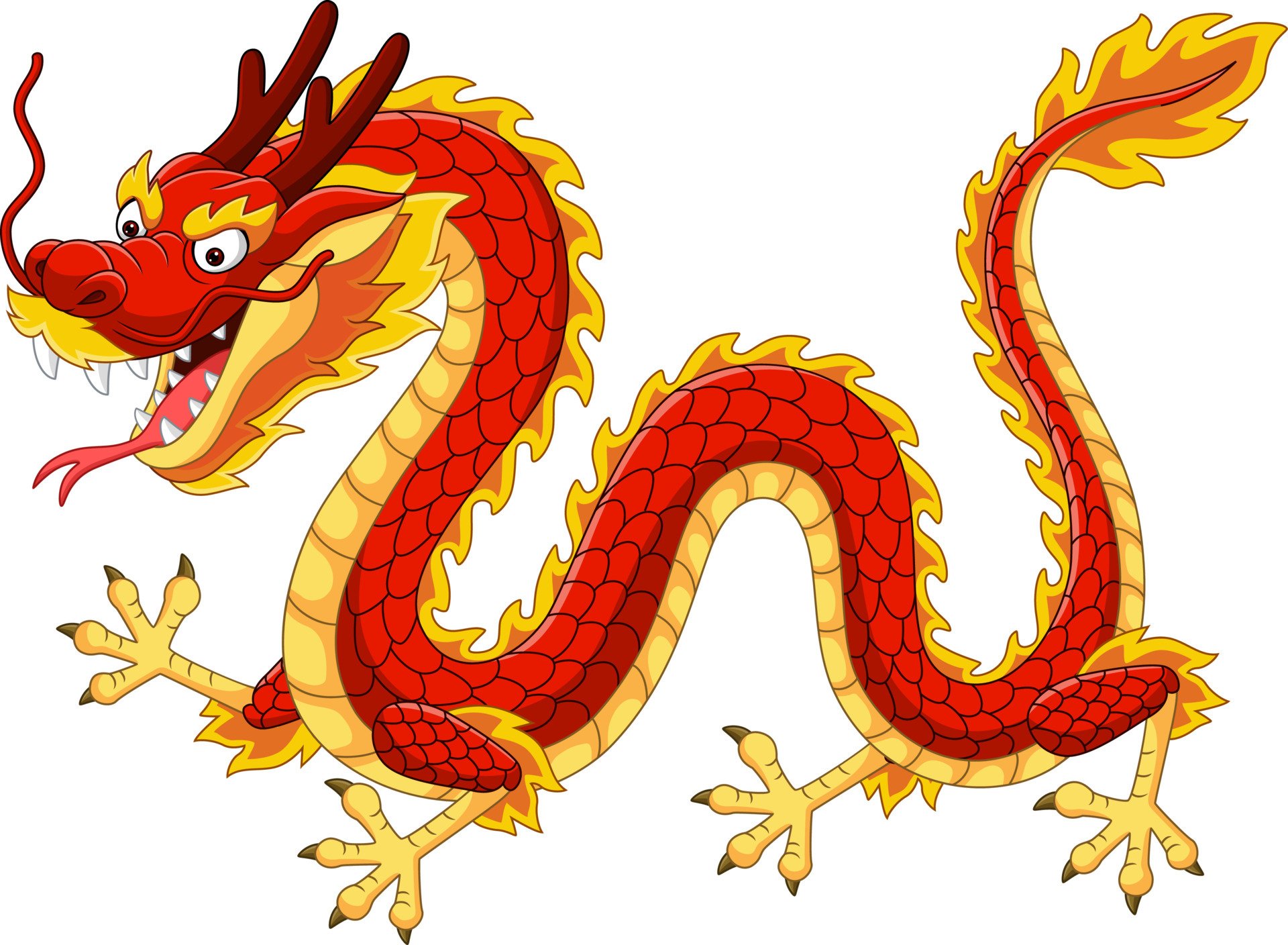 Мультяшный красный китайский дракон
