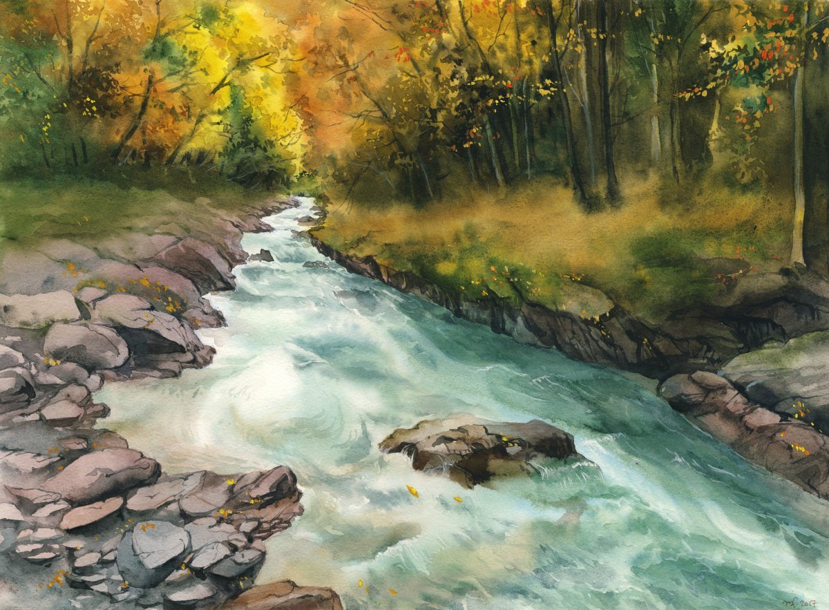 Рисунок леса реки. Горный ручей Крачковский художник. Пейзаж ручей. Ручей для детей. Ручей в лесу красками.