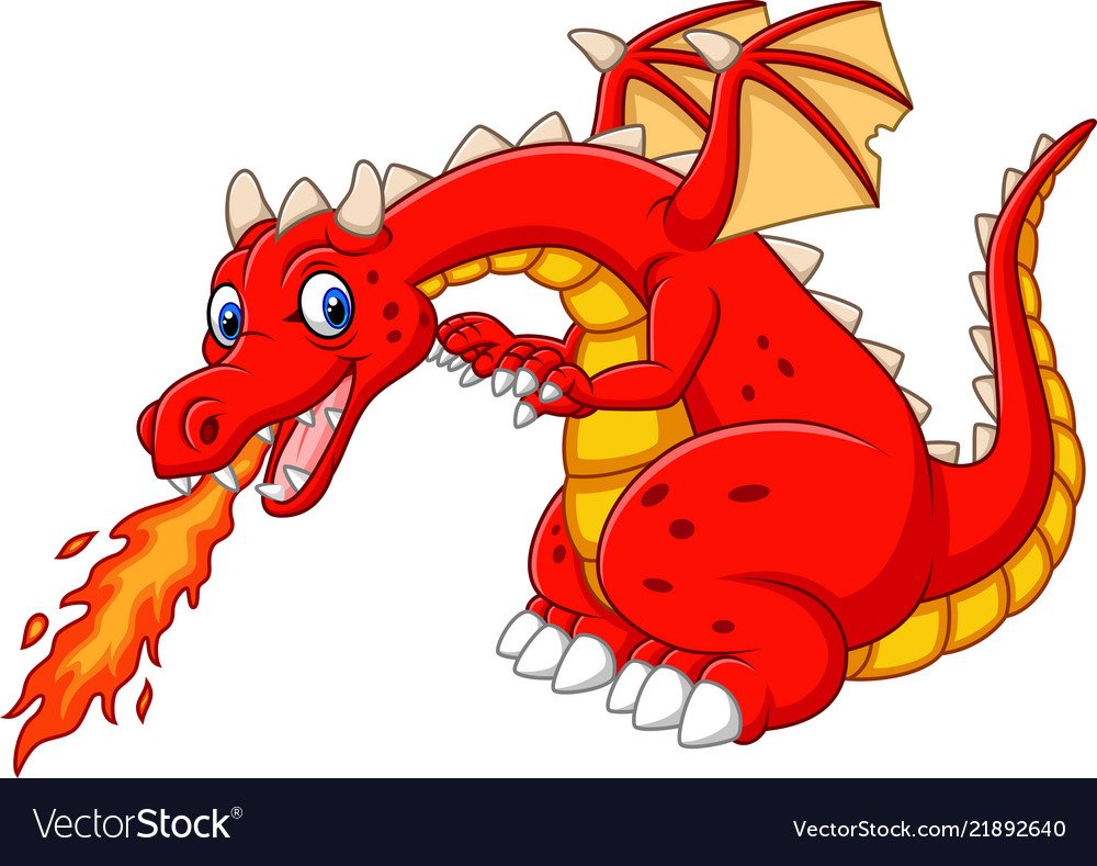 Красный дракон мультяшный
