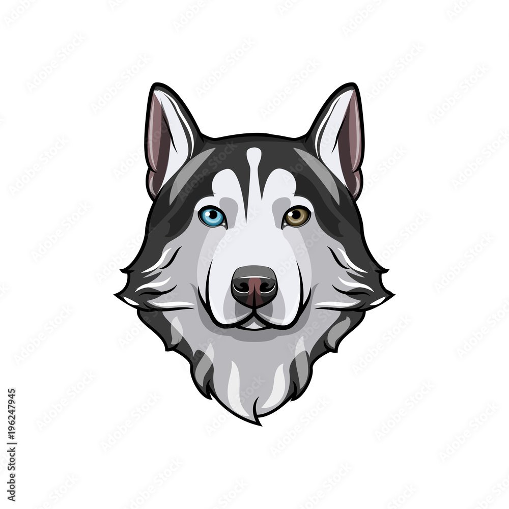 Трафарет морды хаски