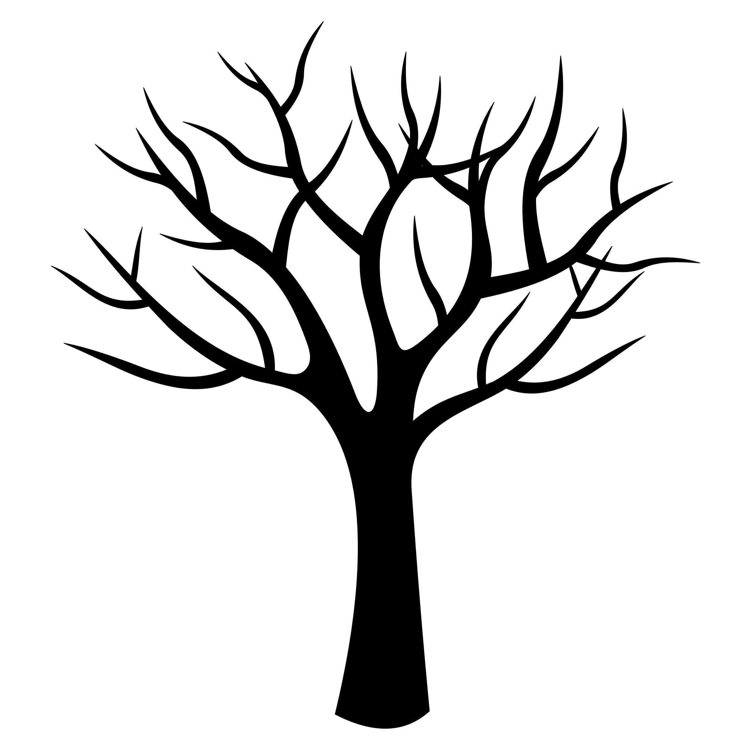 Шаблон и трафарет дерева для вырезания из бумаги, родословное и генеалогическое дерево