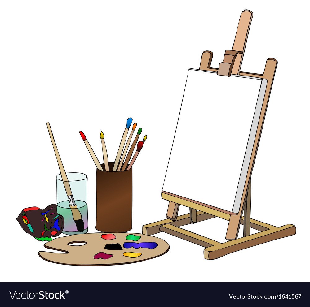 Палитра мольберт кисти