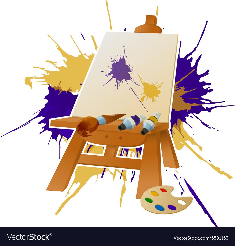 Изображение кисти и мольберта