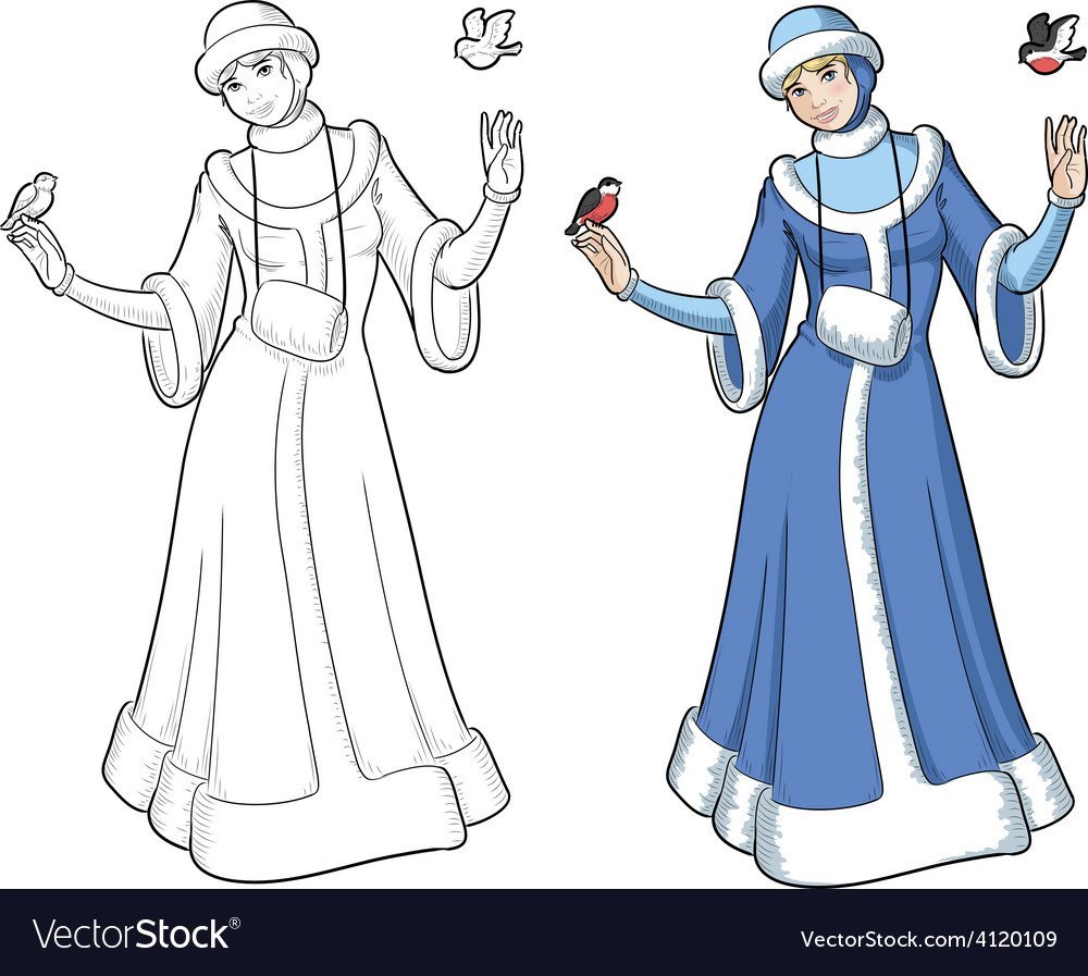 Костюм Снегурочки нарисовать