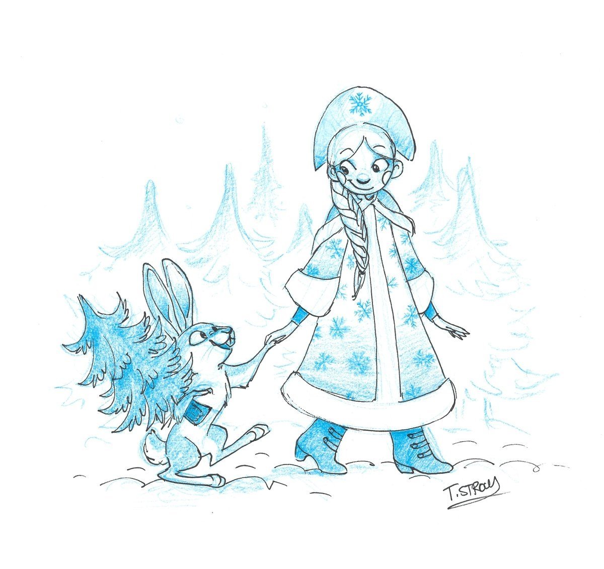 Новогодние открытки со Снегурочкой