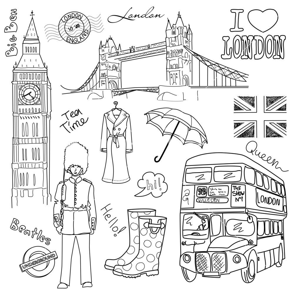 Достопримечательности Англии раскраска