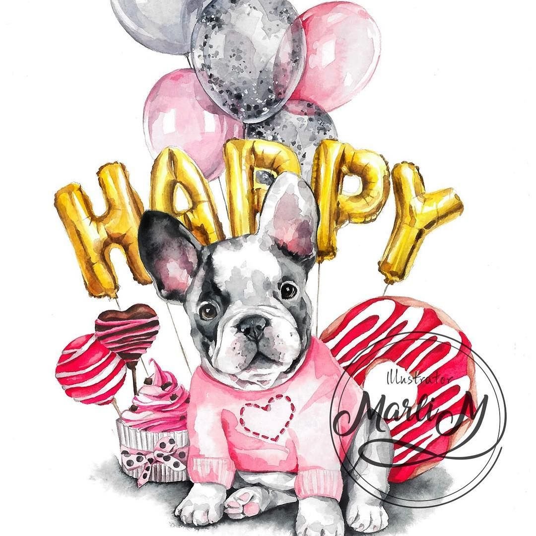 Французский бульдог маркерами