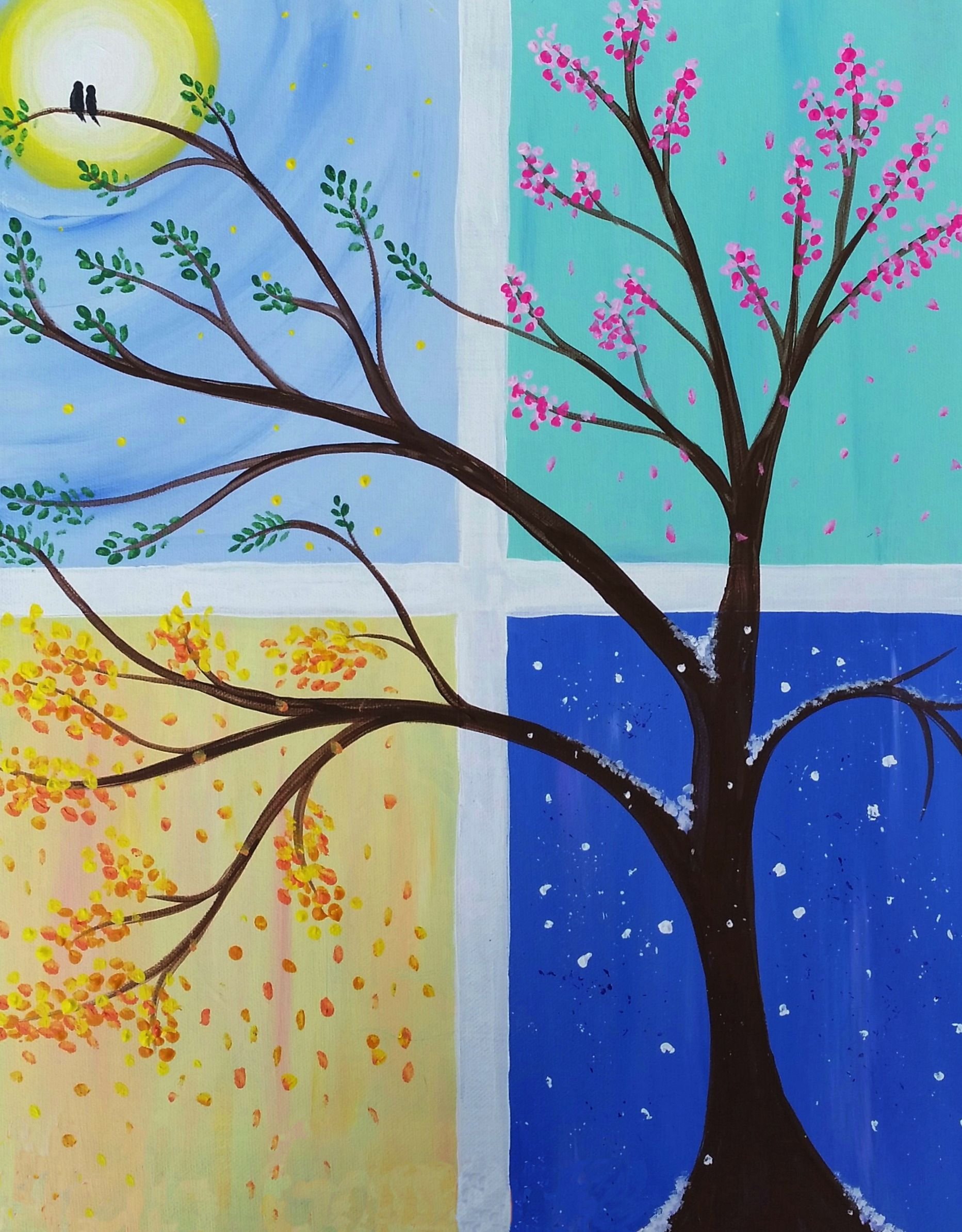 Картины 4 лет. Рисование времена года. Идеи для рисунков времена года. Эстампы по временам года. Рисование дерево в четырех сезонах.