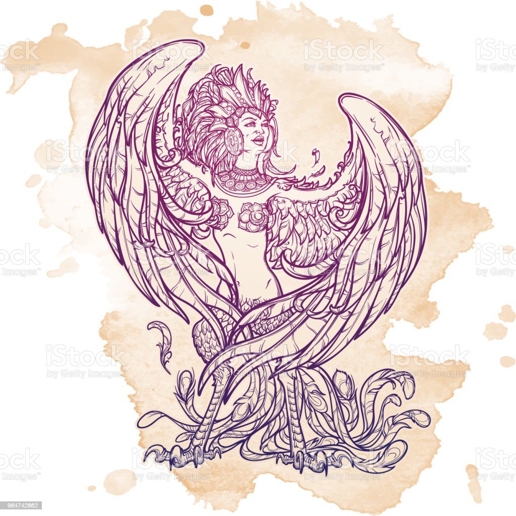 Тотемное животное птица Сирин тату