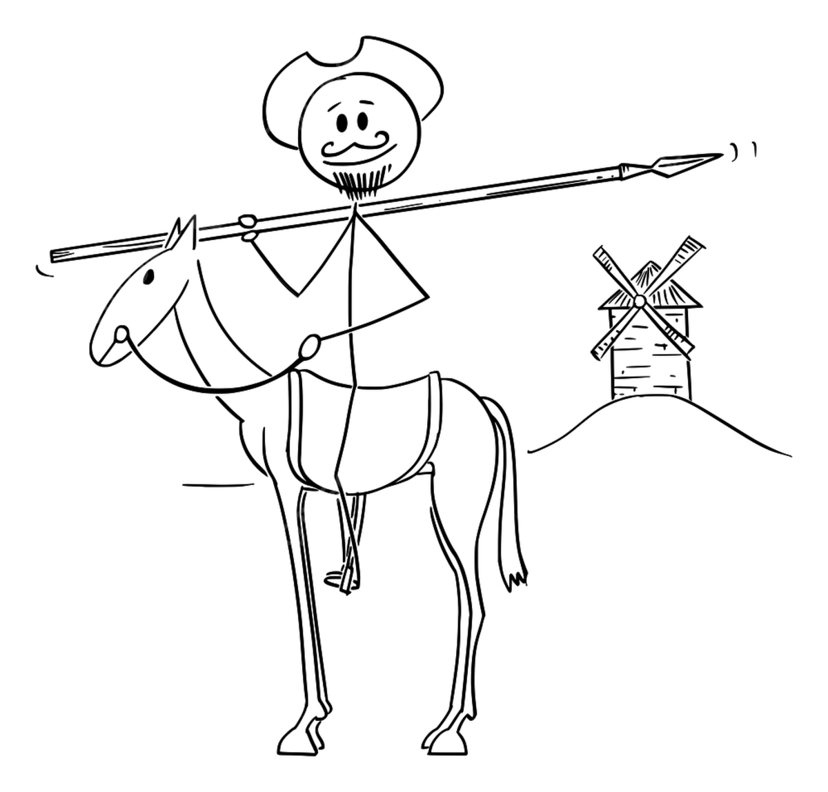 Дон Кихот черно белый