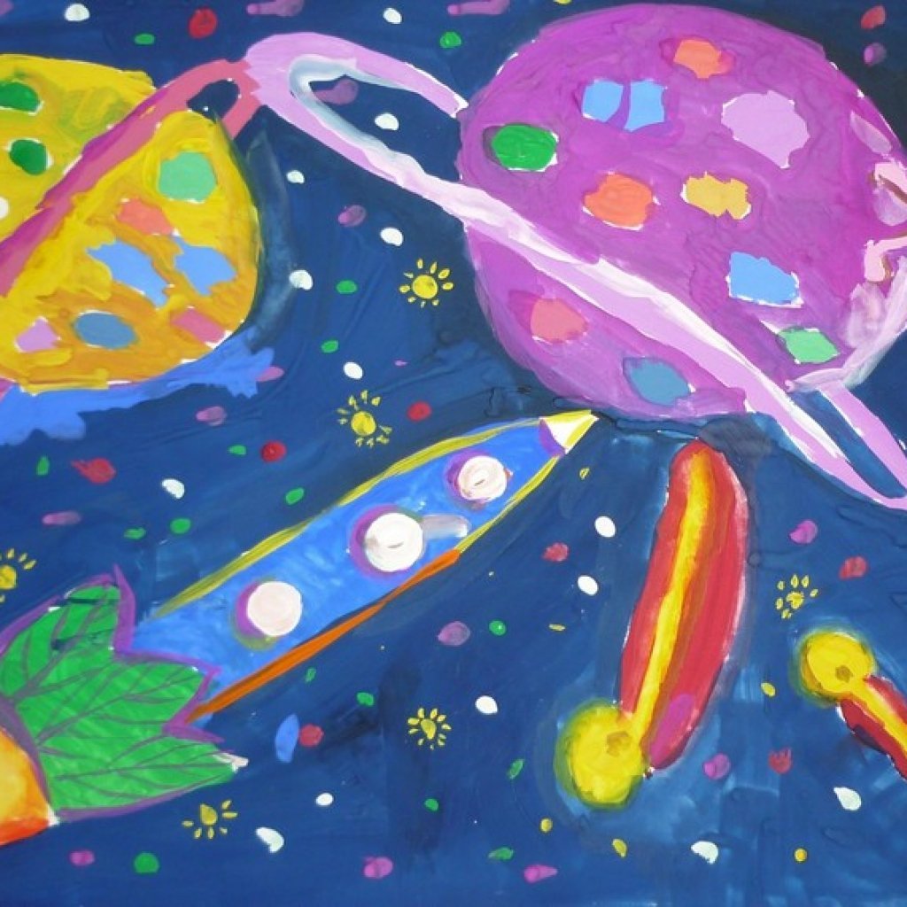 Картинки ко дню космонавтики для детей. Рисунок на тему космос. Рисование для детей космос. Детские рисунки на тему космос. Рисование космос в детском саду.