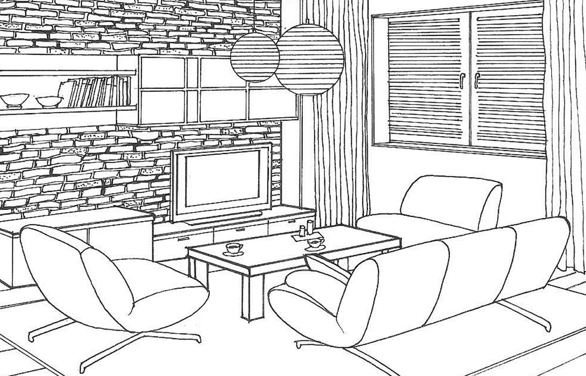 Раскраска интерьер комнаты