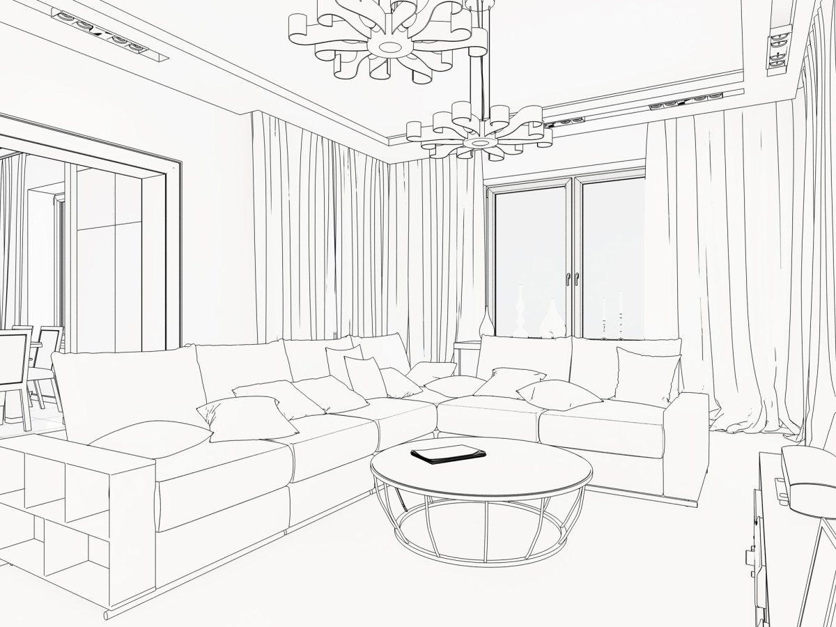 Эскиз интерьера комнаты