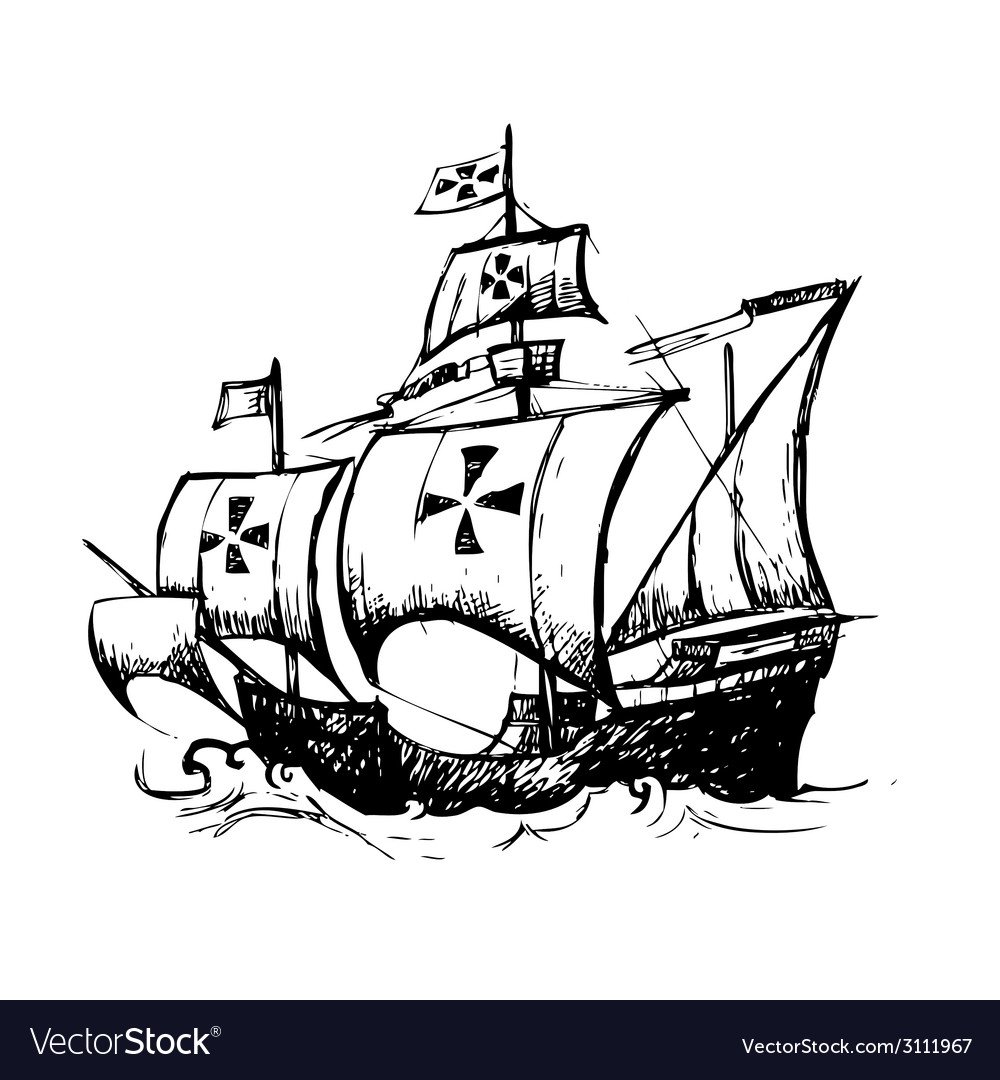 Корабль Христофора Колумба нарисовать