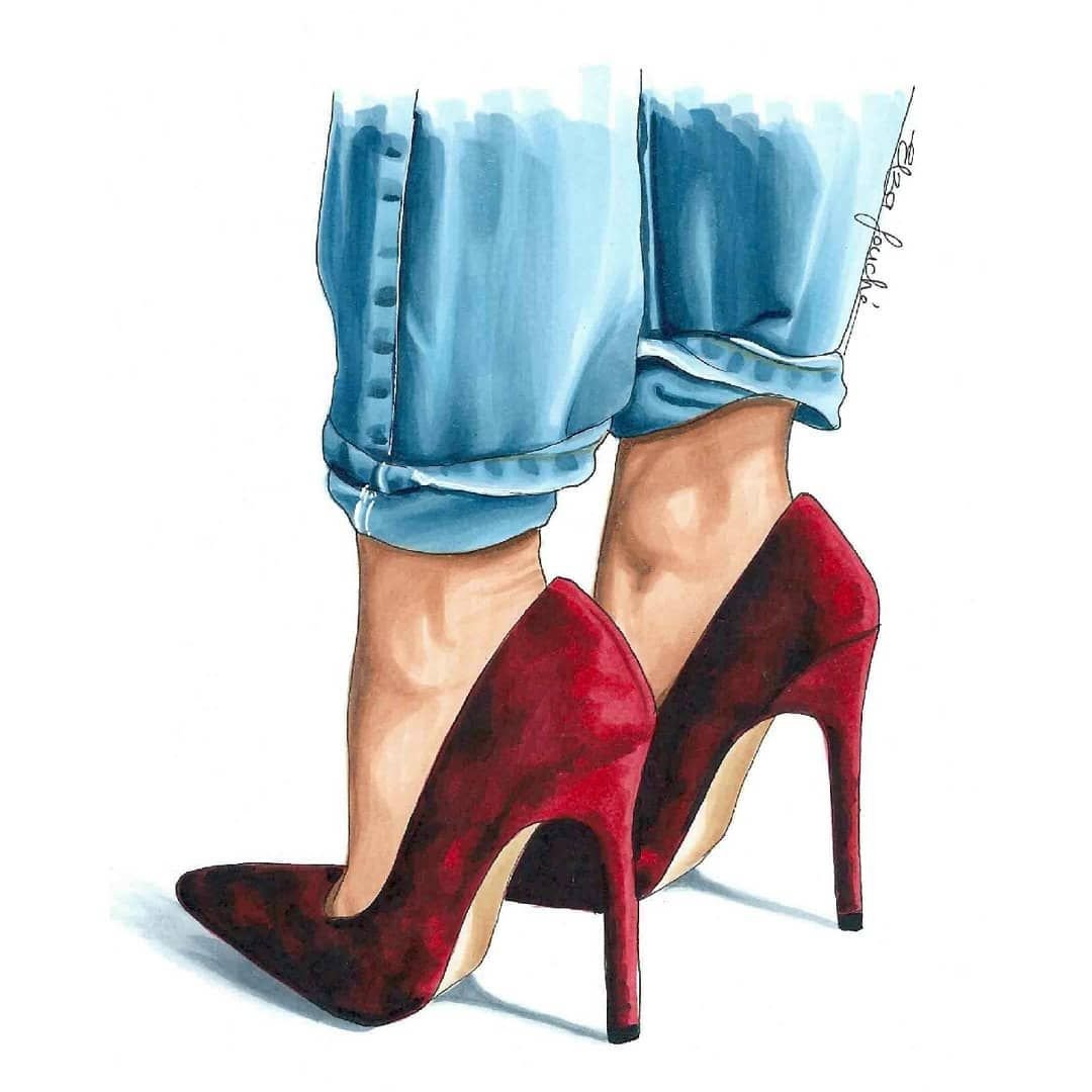 Женская обувь акварель