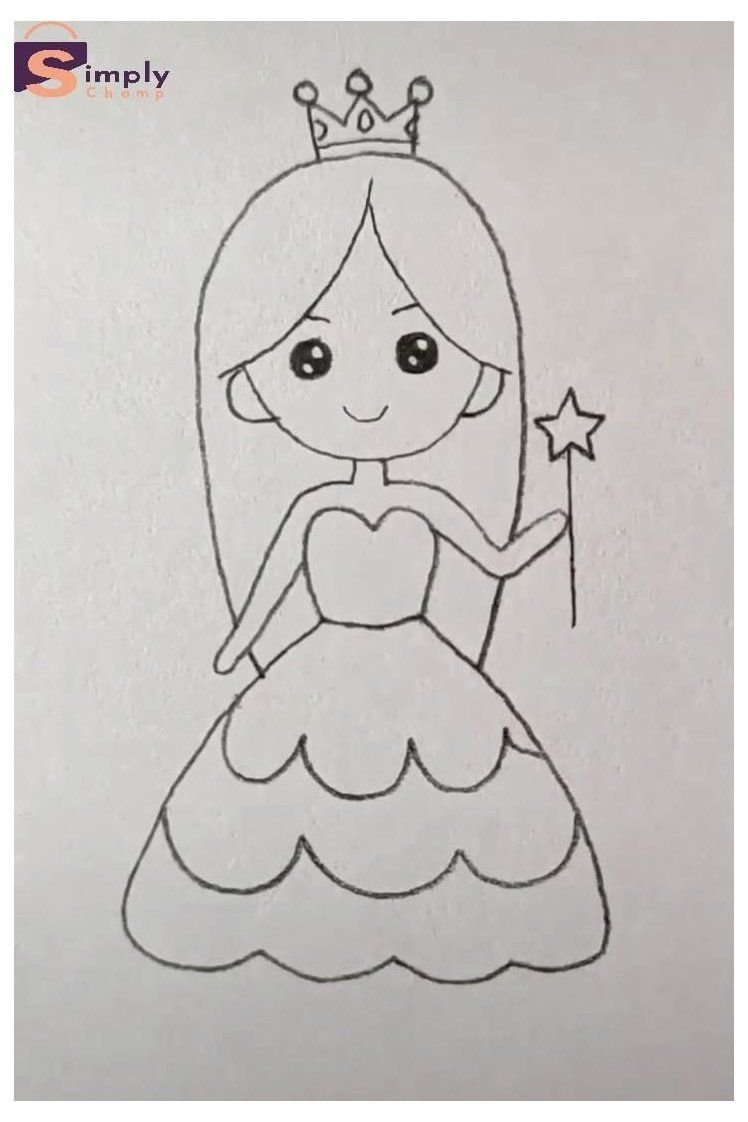 Легкие принцессы для детей срисовать